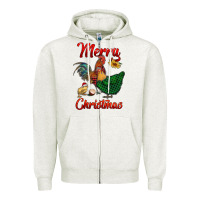 Oatmeal Heather merry christmas chickens Zipper Hoodie - RanaPortraitStore