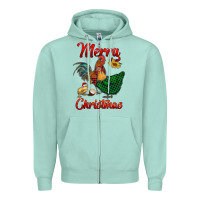Seafoam merry christmas chickens Zipper Hoodie - RanaPortraitStore