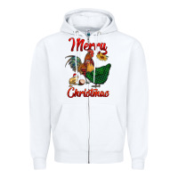 White merry christmas chickens Zipper Hoodie - RanaPortraitStore