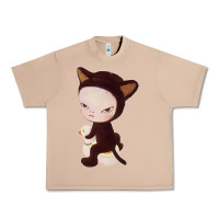 Burro Yoshitomo Nara Cute Cat Urban Heavy Tee - artisFamous
