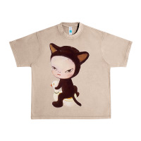 French Oak Yoshitomo Nara Cute Cat Urban Heavy Tee - artisFamous