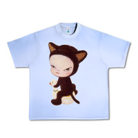 Grape Ice Yoshitomo Nara Cute Cat Urban Heavy Tee - artisFamous