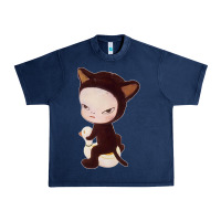 Navy Yoshitomo Nara Cute Cat Urban Heavy Tee - artisFamous