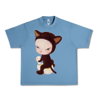 Pebble Blue Yoshitomo Nara Cute Cat Urban Heavy Tee - artisFamous