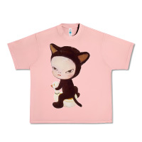 Salmon Yoshitomo Nara Cute Cat Urban Heavy Tee - artisFamous
