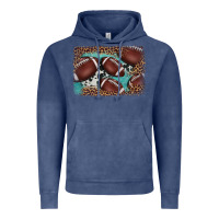 Vintage Denim American football leopard cowhide turquoise  leather background Vintage Hoodie - BarkalooDesign