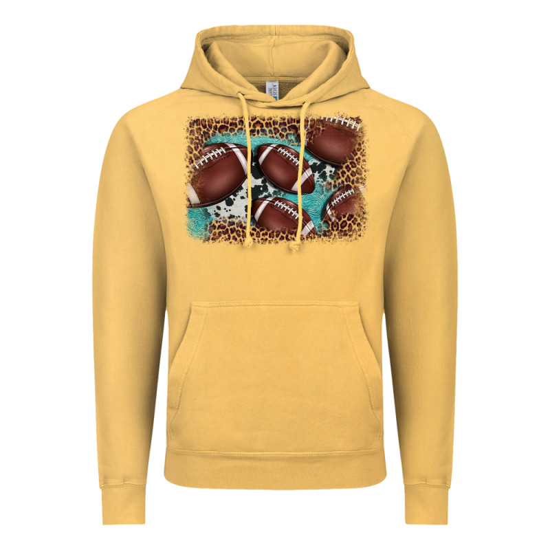American Football Leopard Cowhide Turquoise  Leather Background Vintage Hoodie by BarkalooDesign | Teevron