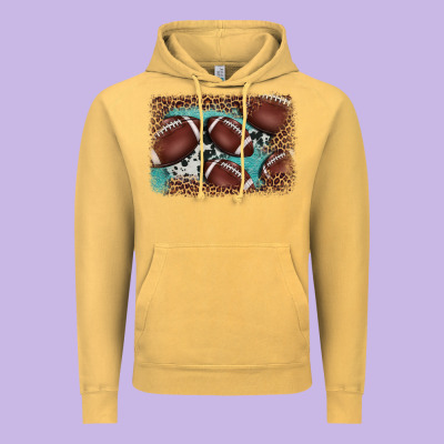 American Football Leopard Cowhide Turquoise  Leather Background Vintage Hoodie Designed By Barkaloodesign