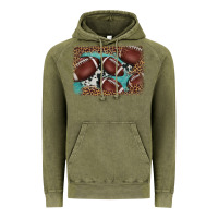 Vintage Olive American football leopard cowhide turquoise  leather background Vintage Hoodie - BarkalooDesign