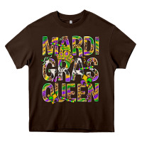 Chocolate Brown Mardi Gras Queen Heavy Core Tee - BundleAndBundleShop