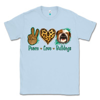 Dusty Blue Peace Love Bulldog Classic Tee - Jasminsmagicworld
