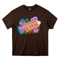 Chocolate Brown Hello 1st Grade Heavy Core Tee - RanaPortraitStore
