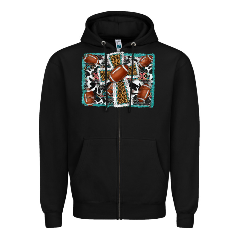 Football Cross Aztec Leopard Background Zipper Hoodie by RanaPortraitStore | Teevron