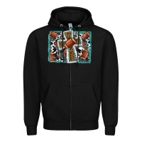 Black football cross aztec leopard background Zipper Hoodie - RanaPortraitStore