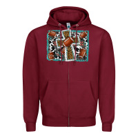 Burgundy football cross aztec leopard background Zipper Hoodie - RanaPortraitStore