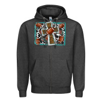 Charcoal Heather football cross aztec leopard background Zipper Hoodie - RanaPortraitStore