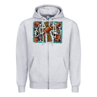 Heather Grey football cross aztec leopard background Zipper Hoodie - RanaPortraitStore