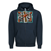 Navy football cross aztec leopard background Zipper Hoodie - RanaPortraitStore