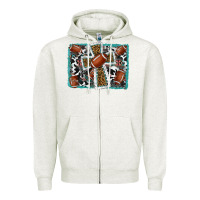 Oatmeal Heather football cross aztec leopard background Zipper Hoodie - RanaPortraitStore