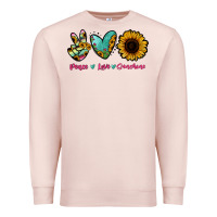 Pale Pink Peace Love Sunshine Premium Sweatshirt - RanaPortraitStore