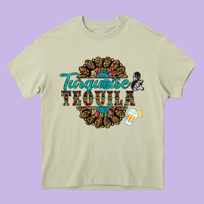 Turquoise Gemstone And Taquila Heavy Core Tee Designed By Ranaportraitstore