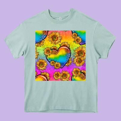 Pride Lgbtq Leopard Hearts And Sunflowers Seamless Heavy Core Tee Designed By Bundleandbundleshop