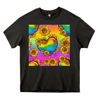 Asphalt Pride lgbtq leopard hearts and sunflowers seamless Heavy Core Tee - BundleAndBundleShop