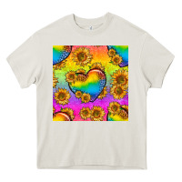 Cream Pride lgbtq leopard hearts and sunflowers seamless Heavy Core Tee - BundleAndBundleShop