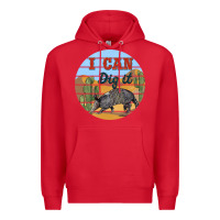 Red i can dig it armadillo Premium Hoodie - BarkalooDesign