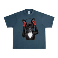 Midnight Navy french bulldog dj style Urban Heavy Tee - artisFamous