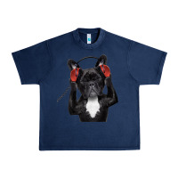 Navy french bulldog dj style Urban Heavy Tee - artisFamous
