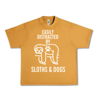 Peanut Butter easily distracted by sloths and dogs funny sloth quote paw print Urban Heavy Tee - artisFamous