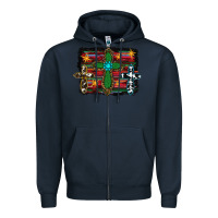 Navy cross leopard cowhide glitter serape Zipper Hoodie - RanaPortraitStore