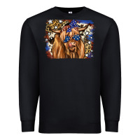 Black 4th of July Highland Cattle Premium Sweatshirt - RanaPortraitStore