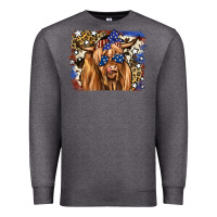 Charcoal Heather 4th of July Highland Cattle Premium Sweatshirt - RanaPortraitStore
