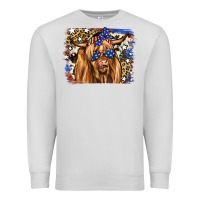 Dove Grey 4th of July Highland Cattle Premium Sweatshirt - RanaPortraitStore