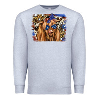 Heather Grey 4th of July Highland Cattle Premium Sweatshirt - RanaPortraitStore