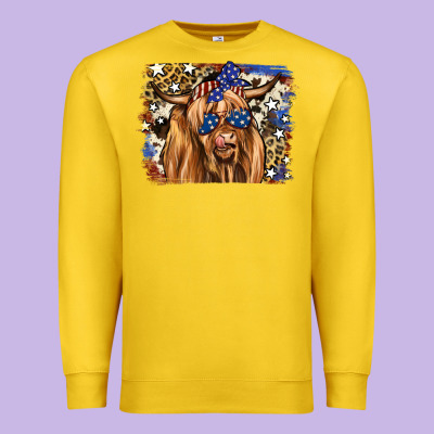 4th Of July Highland Cattle Premium Sweatshirt Designed By Ranaportraitstore