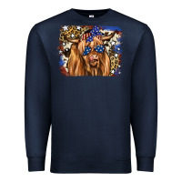 Navy 4th of July Highland Cattle Premium Sweatshirt - RanaPortraitStore