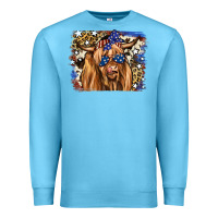 Ocean Blue 4th of July Highland Cattle Premium Sweatshirt - RanaPortraitStore