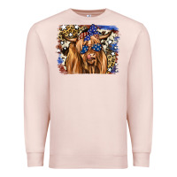 Pale Pink 4th of July Highland Cattle Premium Sweatshirt - RanaPortraitStore