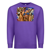 Purple 4th of July Highland Cattle Premium Sweatshirt - RanaPortraitStore