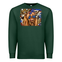 Sports Green 4th of July Highland Cattle Premium Sweatshirt - RanaPortraitStore