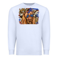 White 4th of July Highland Cattle Premium Sweatshirt - RanaPortraitStore
