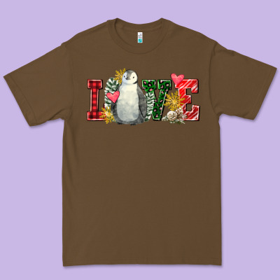 Christmas Penguin Love Premium Tee Designed By Fadigitalartstudio
