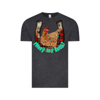 Vintage Black horseshoe chicken Vintage Tee - CowhideDigitalArt