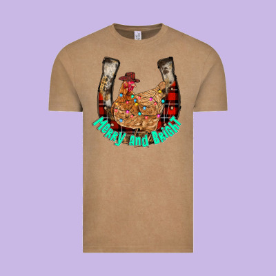 Horseshoe Chicken Vintage Tee Designed By Cowhidedigitalart