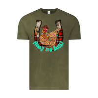 Vintage Olive horseshoe chicken Vintage Tee - CowhideDigitalArt