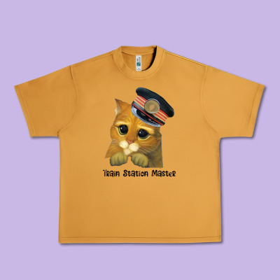 Cat Tama Train Station Master Urban Heavy Tee Designed By Artisfamous