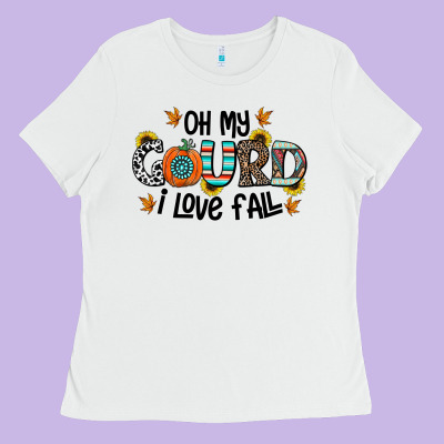 Oh My Gourd I Love Fall Ladies Tee Designed By Cowhidedigitalart